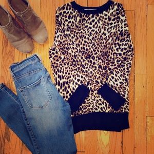 Animal print sweatshirt.